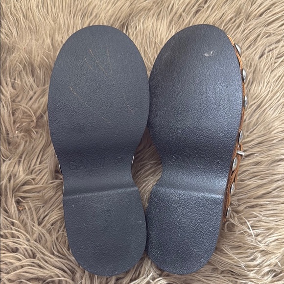 GANNI Retro Leather Clogs with Silver Studs size 36 US 6.5 to 7 - Picture 10 of 11